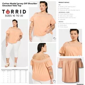 Torrid 5 plus size peach blossom cotton off shoulder top NWT